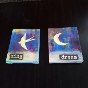 Abstract Blue and Purple Canvas Art Set